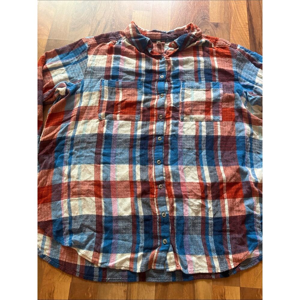Pilcro By Anthropologie Woman’s Rainbow Plaid Button-Up Shirt - Red, Blue, Cream - Picture 4 of 13